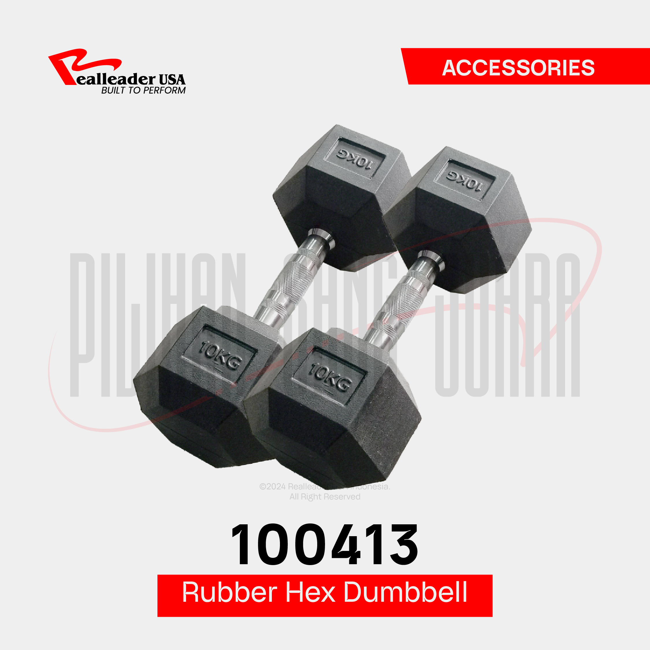 100413 Rubber Hex Dumbbell