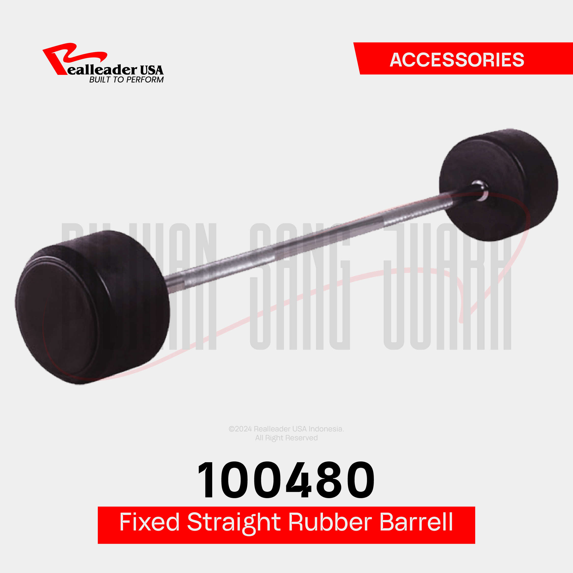 100480 Fixed Straight Rubber Barbell