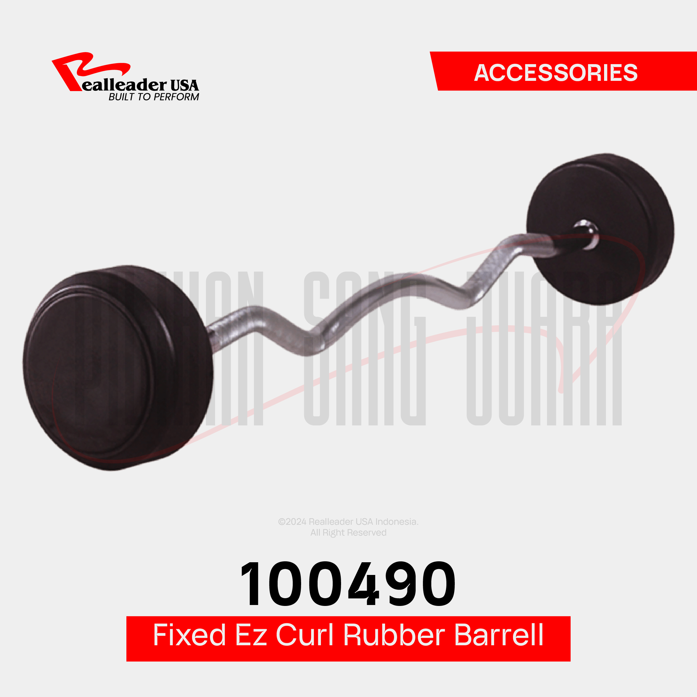 100490 Fixed EZ Curl Rubber Barbell